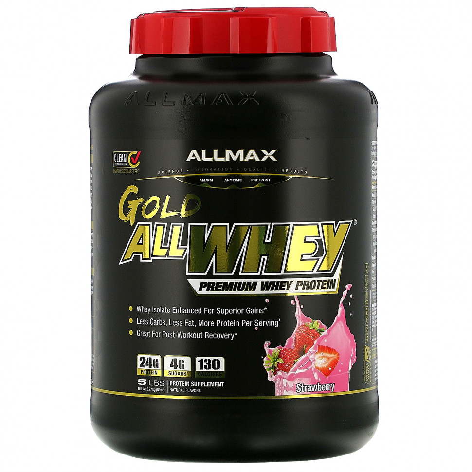   (Iherb) ALLMAX Nutrition, AllWhey Gold, Premium Whey Protein, Strawberry, 5 lbs. (2.27 kg),   14310 