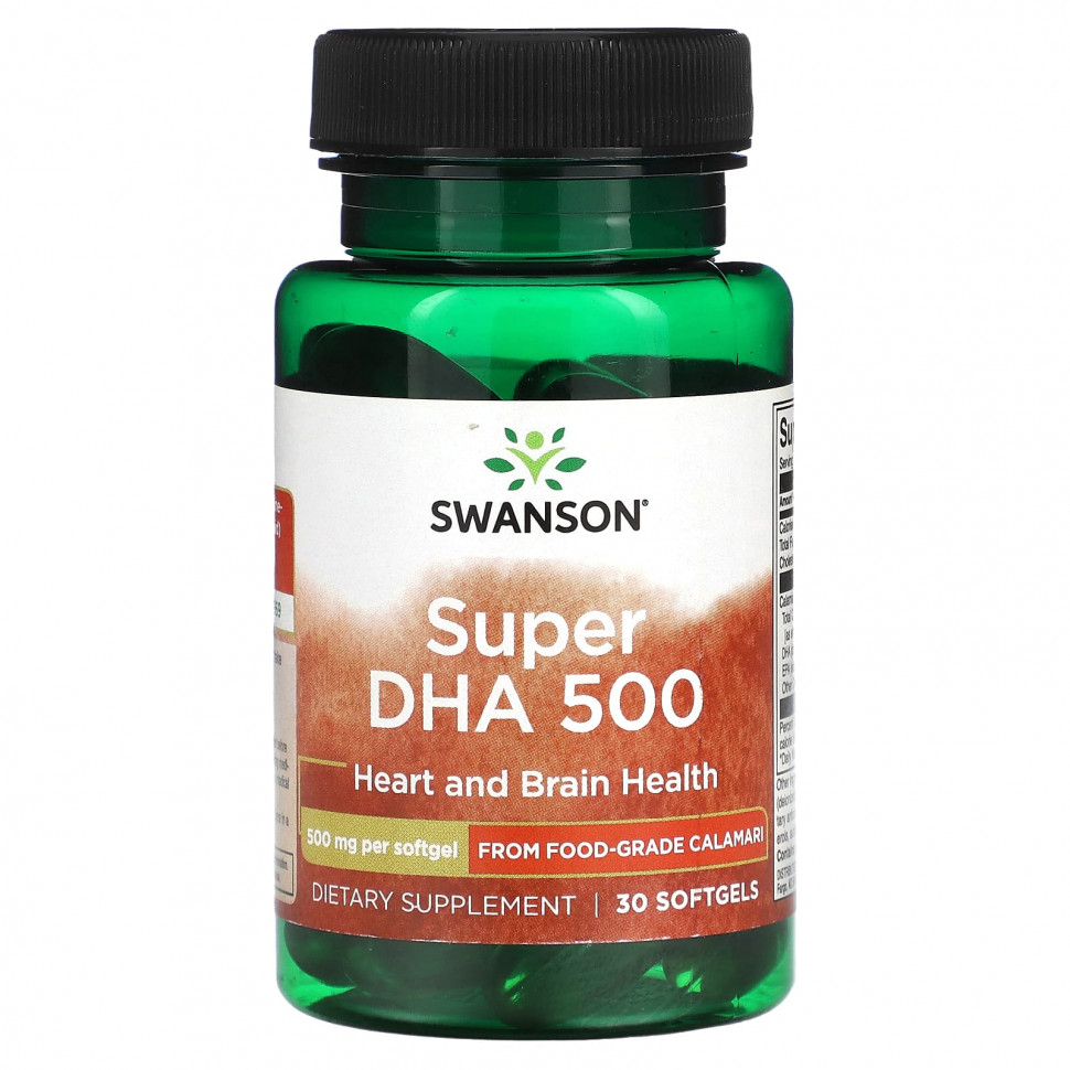 ���� ������ (Iherb) Swanson, Super DHA 500, 500 ��, 30 ������ ��������, ������ �� 2000 ���