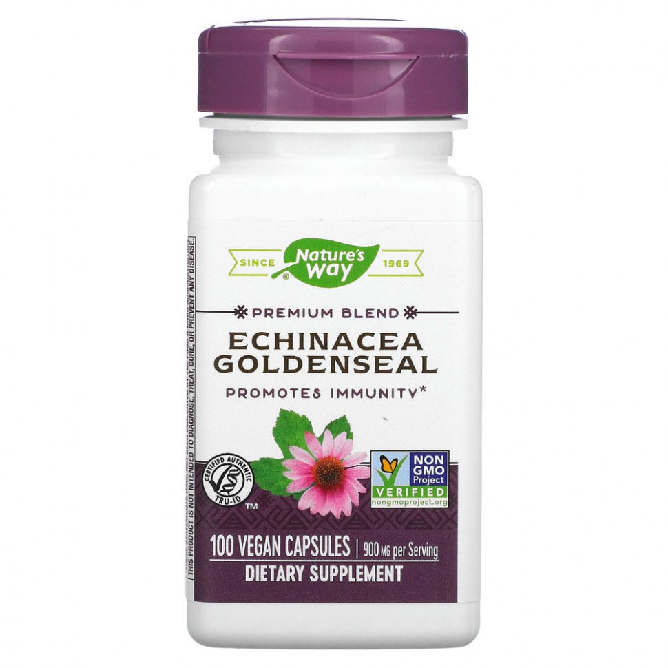   (Iherb) Nature's Way, Echinacea Goldenseal, 450 mg, 100 Vegan Capsules,   3380 