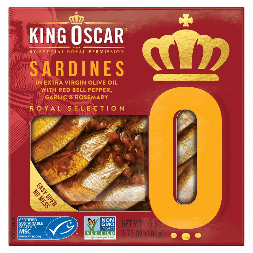���� ������ (Iherb) King Oscar, ������� � ��������� ����� ������� ������ � ������� ���������� ������, ��������, ���������� � ������ ����, 106 � (3,75 �����), ������ �� 910 ���