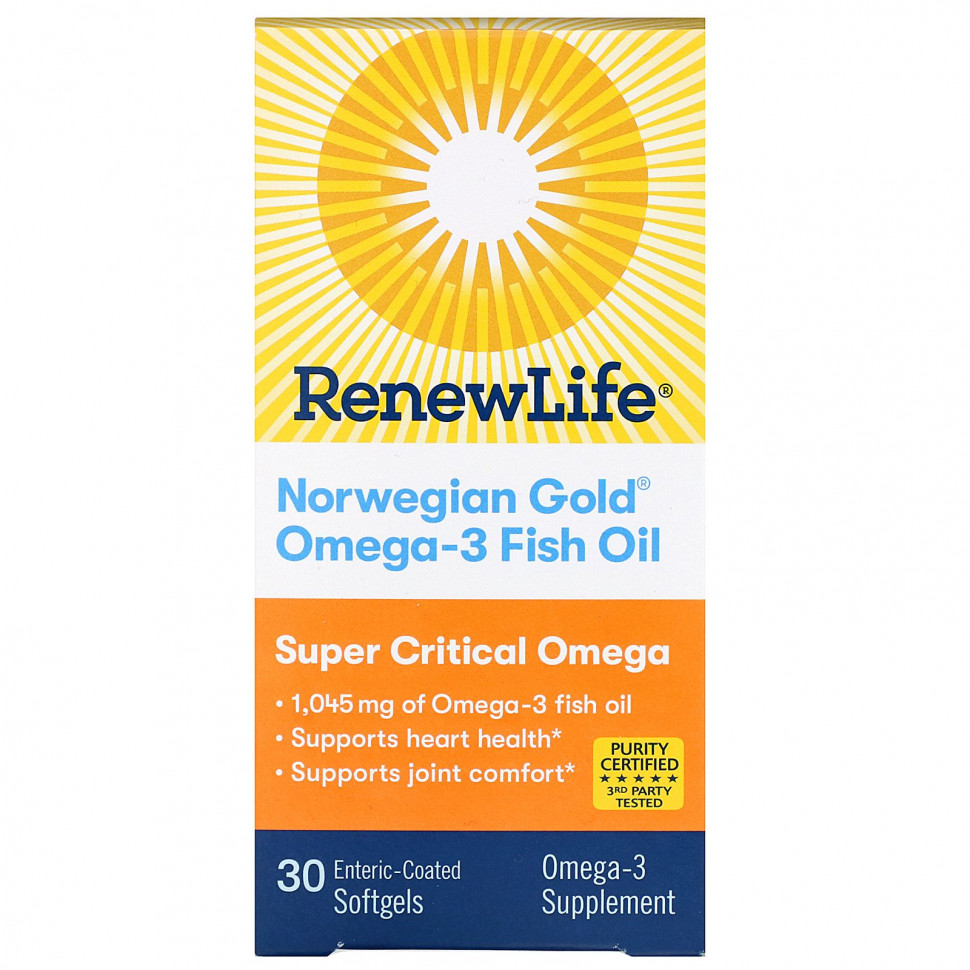 ���� ������ (Iherb) Renew Life, ����� ��� � �����-3 Norwegian Gold, 1045 ��, 30 ������ �������� � ������������������ ���������, ������ �� 5380 ���