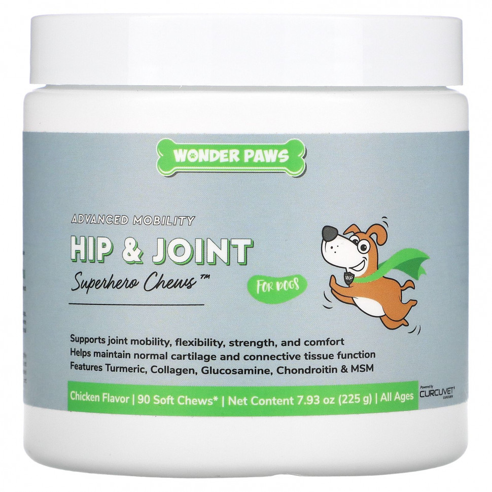 ���� ������ (Iherb) Wonder Paws, Advanced Mobility, ��� ����� � ��������, �������������� ����������� �������� ��� �����, ��� ���� ���������, � �������, 90 ����������� ��������, 225 � (7,93 �����), ������ �� 5670 ���