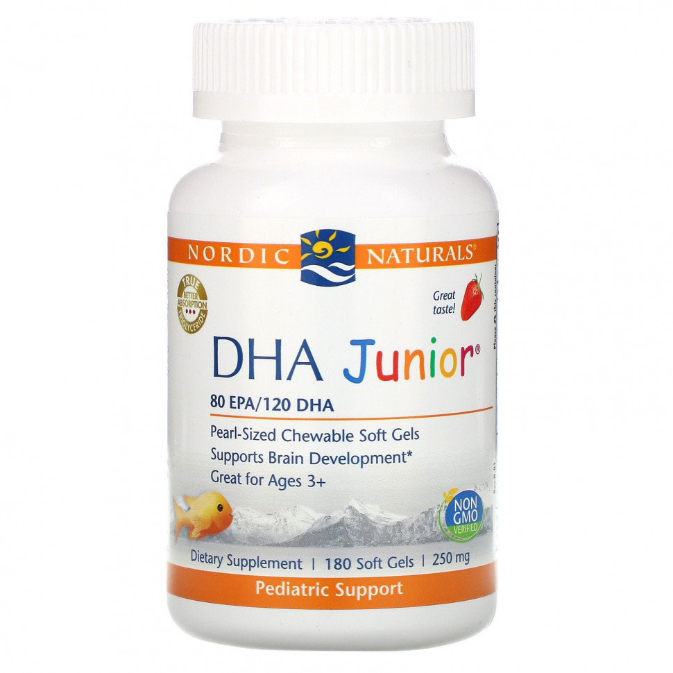 ���� ������ (Iherb) Nordic Naturals, ��� Junior, ��������, ��� ����� ������ 3 ���, 62.5 ��, 180 ������ ����������� ������, ������ �� 4600 ���