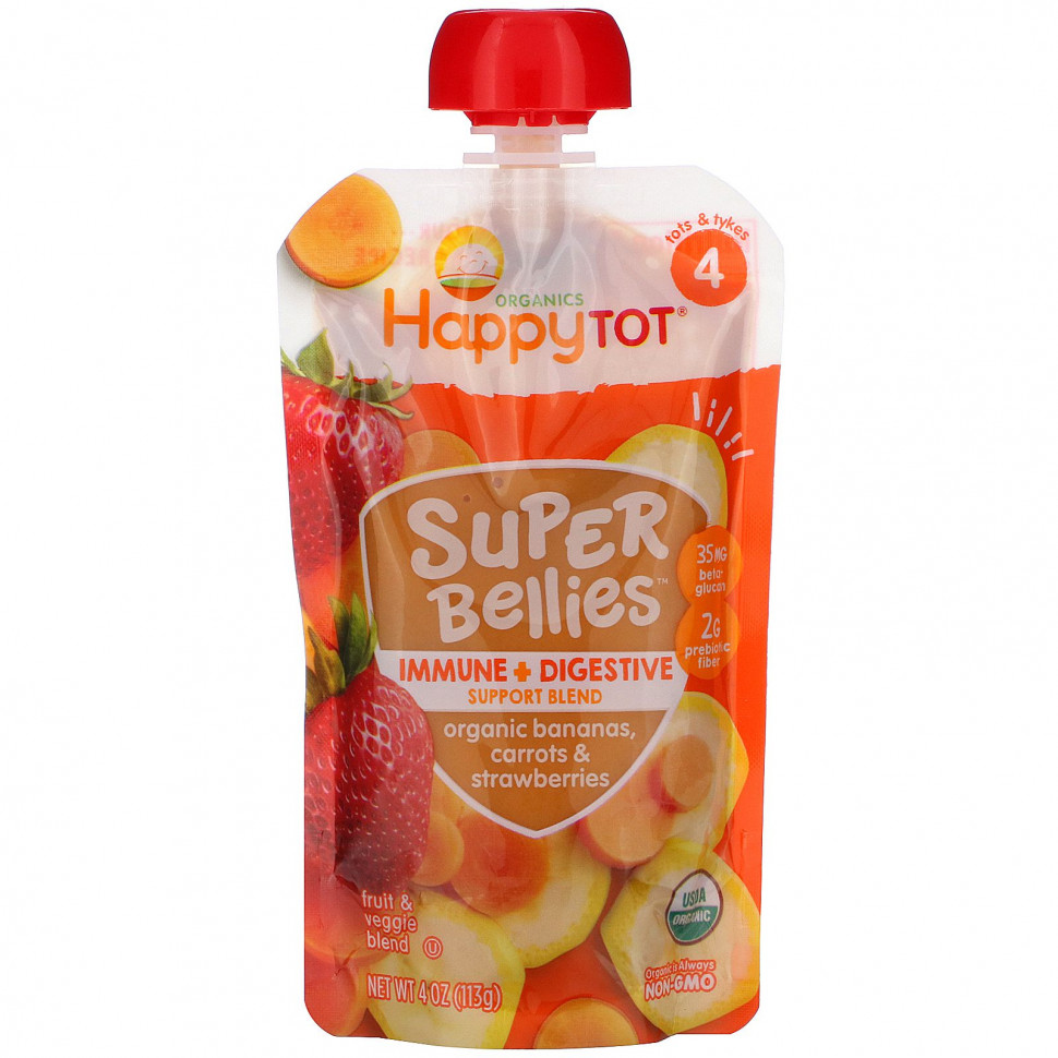 ���� ������ (Iherb) Happy Family Organics, Happy Tot, Super Bellies, ������������ ������, ������� � ��������, 4 ����� (113 �), ������ �� 520 ���