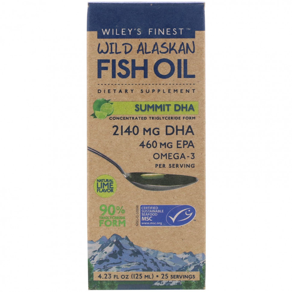 ���� ������ (Iherb) Wiley's Finest, Summit DHA, ��� ����� ����������� ����, � ����������� ������ �����, 125 �� (4,23 ������ �����), ������ �� 5230 ���