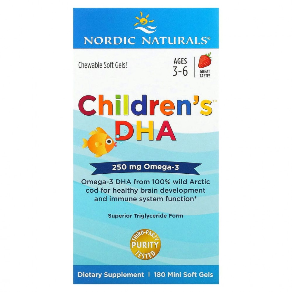 ���� ������ (Iherb) Nordic Naturals, Children's DHA, ��� ��� �����, �� ������ ��������, ��� ����� 3�6 ���, 250 ��, 180 ����-������, ������ �� 4690 ���
