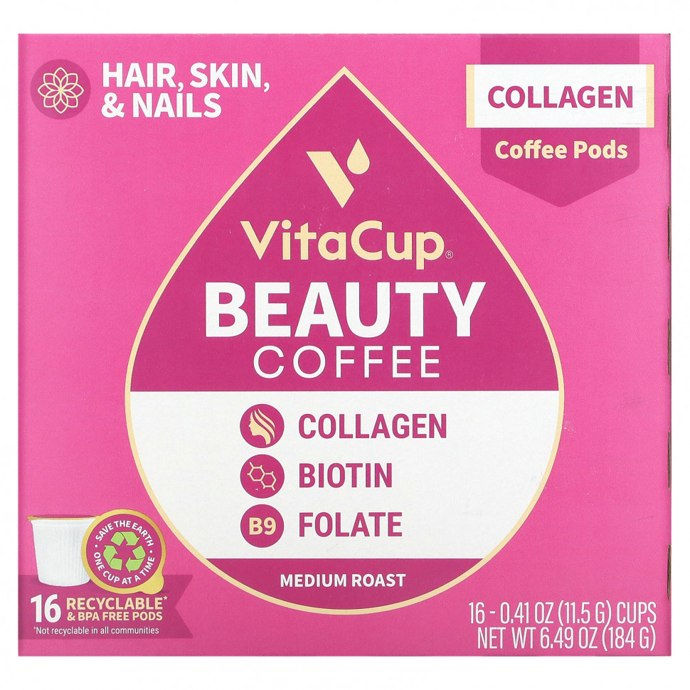 ���� ������ (Iherb) VitaCup, Beauty Coffee, ������� �������, 16 ����� �� 11,5 � (0,41 �����), ������ �� 3380 ���