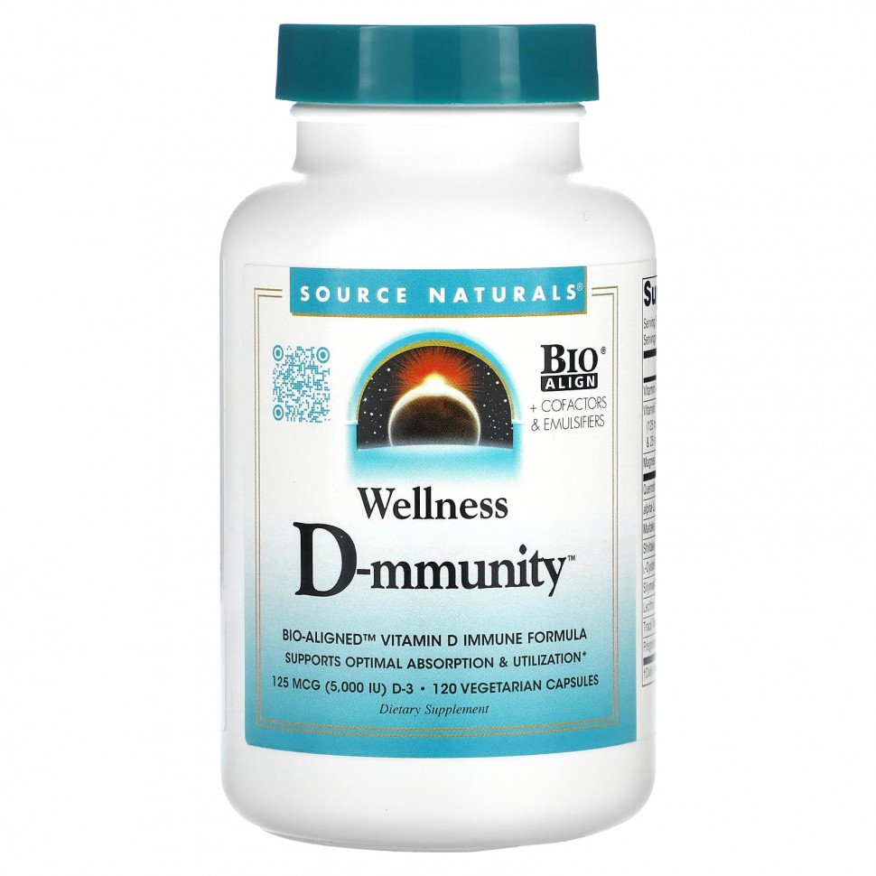 ���� ������ (Iherb) Source Naturals, Wellness D-mmunity, 125 ���, 120 �������������� ������, ������ �� 4970 ���