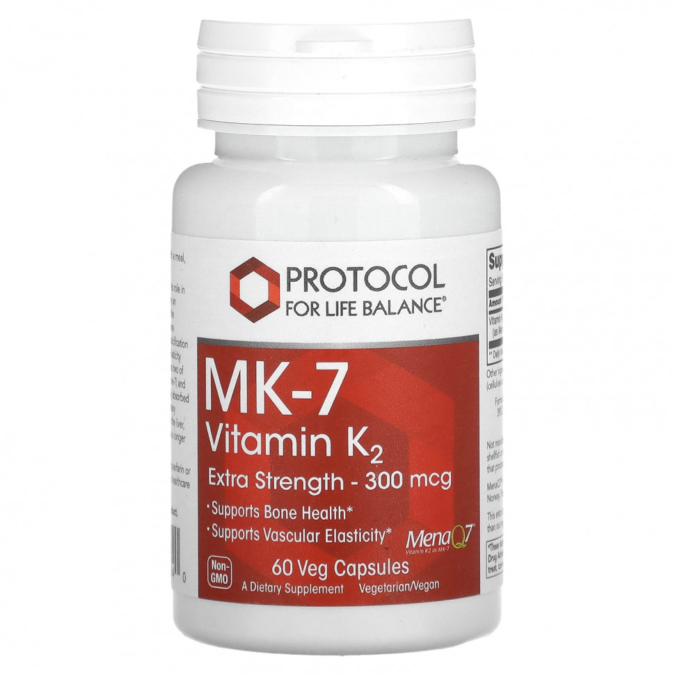 ���� ������ (Iherb) Protocol for Life Balance, MK-7, ������� K2, � ���������� ����� ��������, 300 ���, 60 ������������ ������, ������ �� 4780 ���