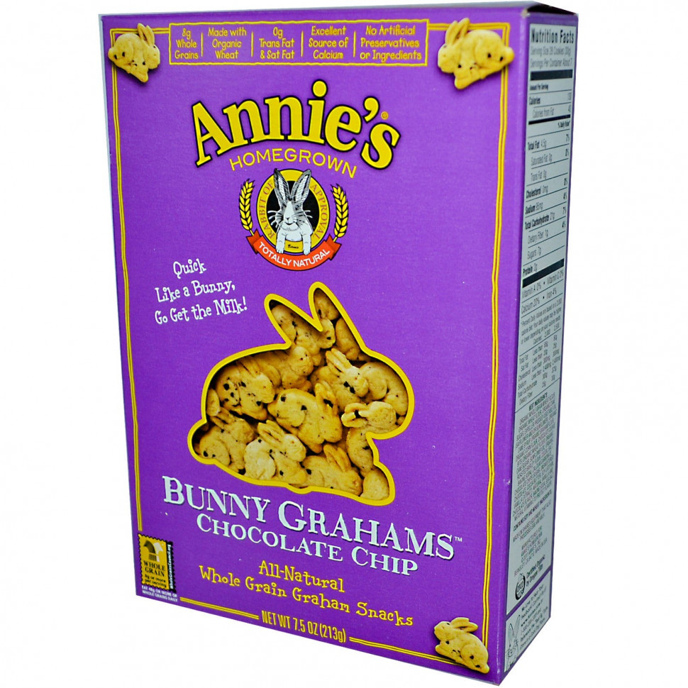 ���� ������ (Iherb) Annie's Homegrown, Bunny Grahams, Chocolate Chip, 7.5 oz (213 g), ������ �� 1490 ���