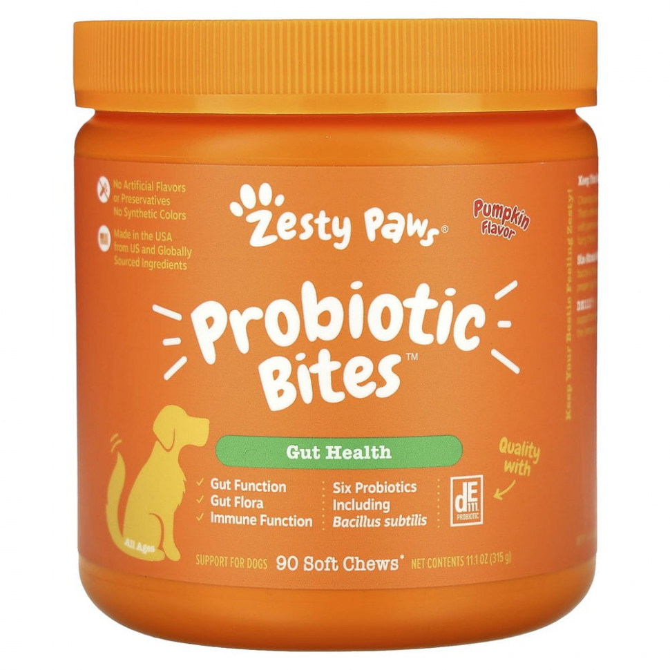 ���� ������ (Iherb) Zesty Paws, Probiotic Bites, ������� ��� ����� � ������������, ��� �����������, ��� ������ ��������, �� ������ �����, 90 ������ ����������� ��������, ������ �� 6270 ���