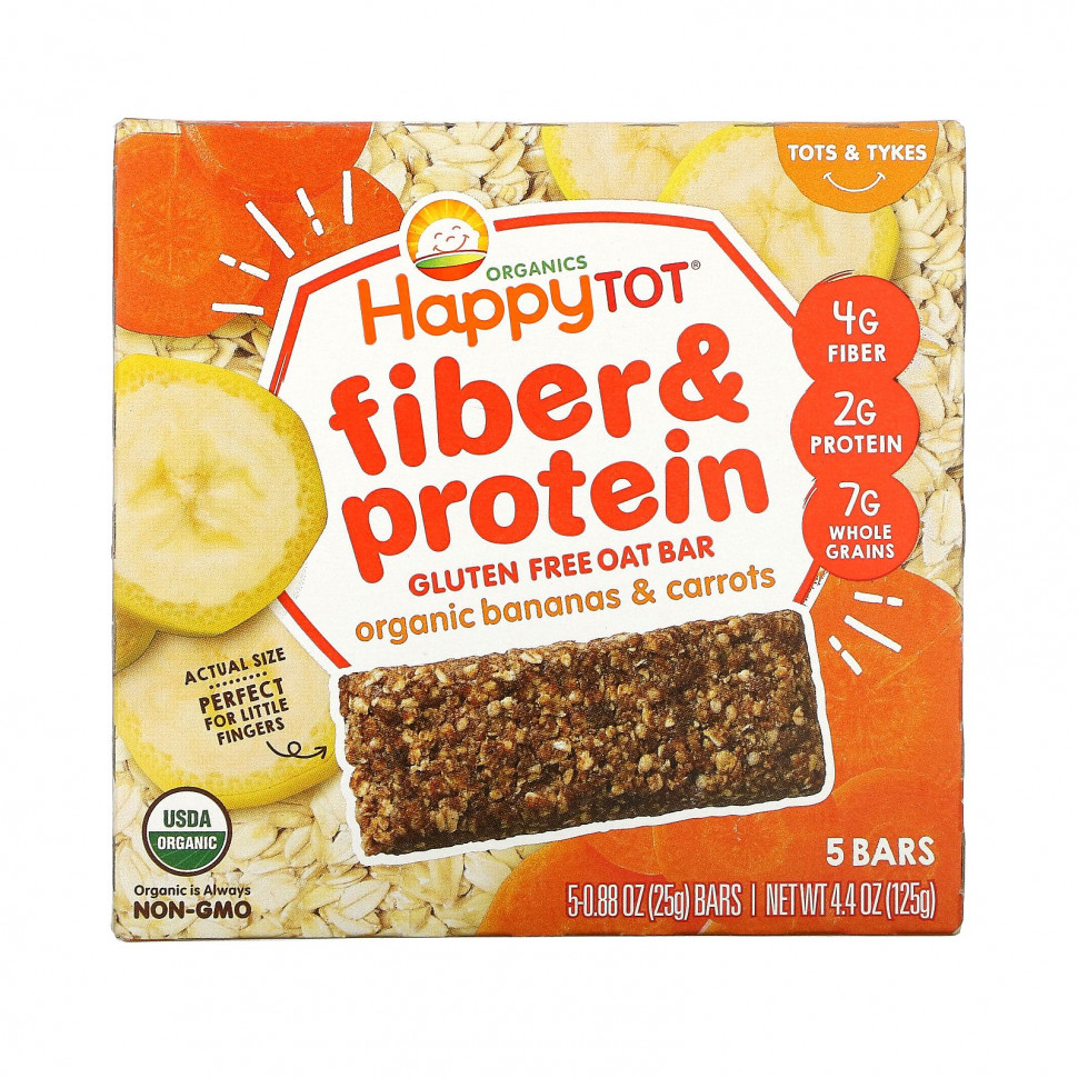���� ������ (Iherb) Happy Family Organics, HappyTot, ������� �������� � ���������� � ���������, ��� �������, � ������������� ������� � ��������, 5 ���������� �� 25 � (0,88 �����), ������ �� 1100 ���