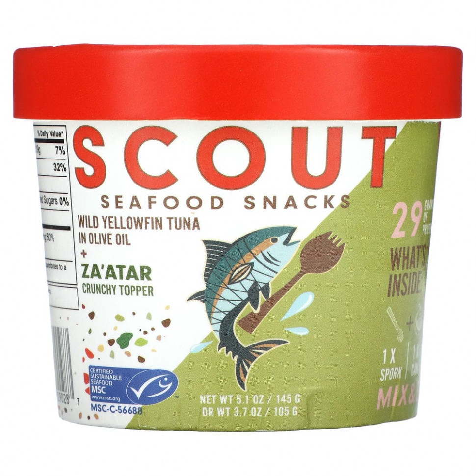 ���� ������ (Iherb) Scout, Seafood Snacks, ����� ���������� ����� � ��������� ����� � ��������� ������ Za'Atar, 145 � (5,1 �����), ������ �� 1310 ���