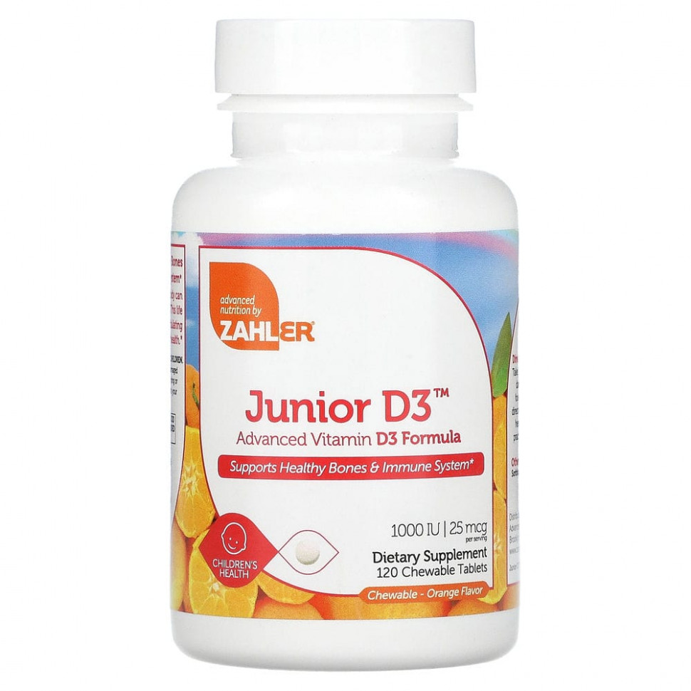 ���� ������ (Iherb) Zahler, Junior D3, ���������� ������� �������� D3, ��������, 25 ��� (1000 ��), 120 ����������� ��������, ������ �� 2610 ���