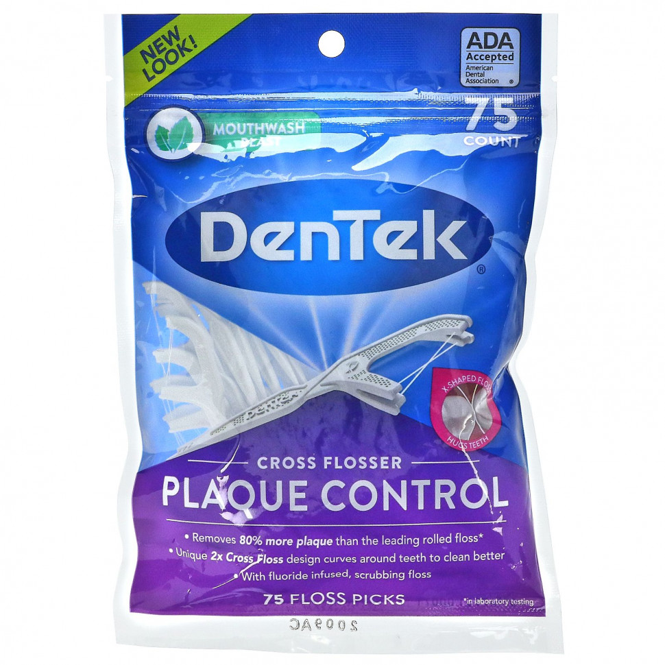 ���� ������ (Iherb) DenTek, Cross Flosser Plaque Control, �������� ��� ���������� ���, 75 ����, ������ �� 750 ���