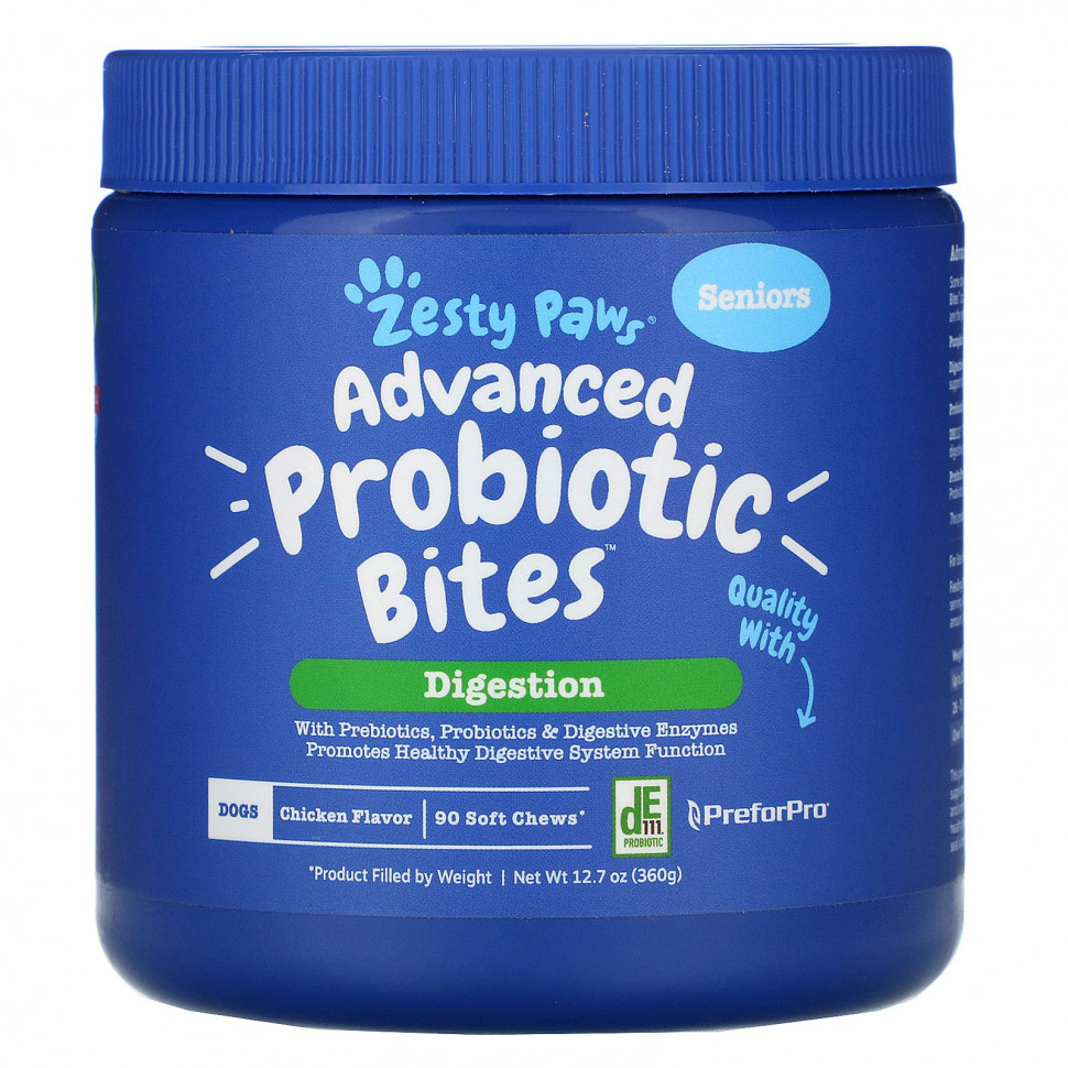 ���� ������ (Iherb) Zesty Paws, Advanced Probiotic Bites ��� �����, �����������, ������� ����, ������� ����, 90 ������ ����������� ��������, 12,7 ����� (360 �), ������ �� 5490 ���