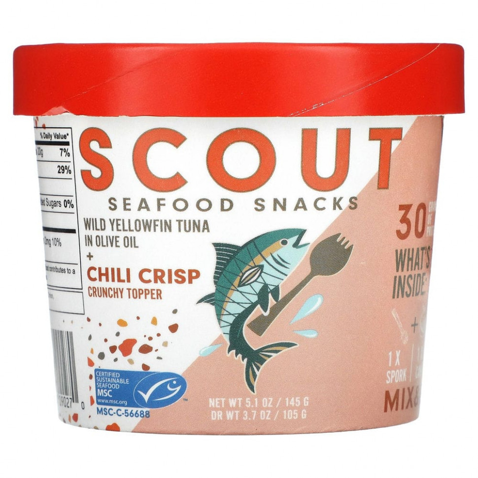 ���� ������ (Iherb) Scout, Seafood Snacks, ����� ���������� ����� � ��������� ����� + ��������� ������ � ����, 145 � (5,1 �����), ������ �� 1330 ���