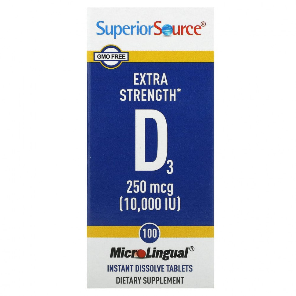 ���� ������ (Iherb) Superior Source, ������� D3 ���������� ���� ��������, 250 ��� (10 000 ��), 100 ����������������� �������� MicroLingual, ������ �� 3590 ���