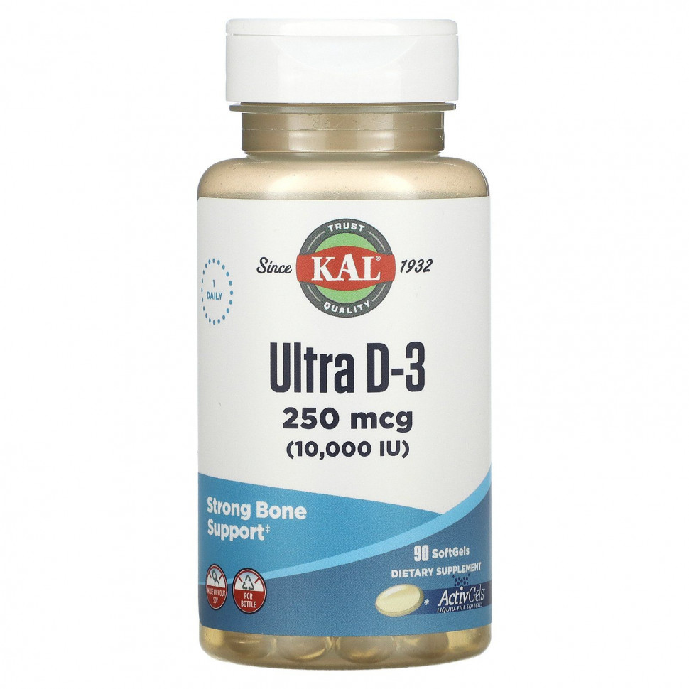 ���� ������ (Iherb) KAL, ������������� D3, 250 ��� (10 000 ��), 90 ������, ������ �� 2150 ���