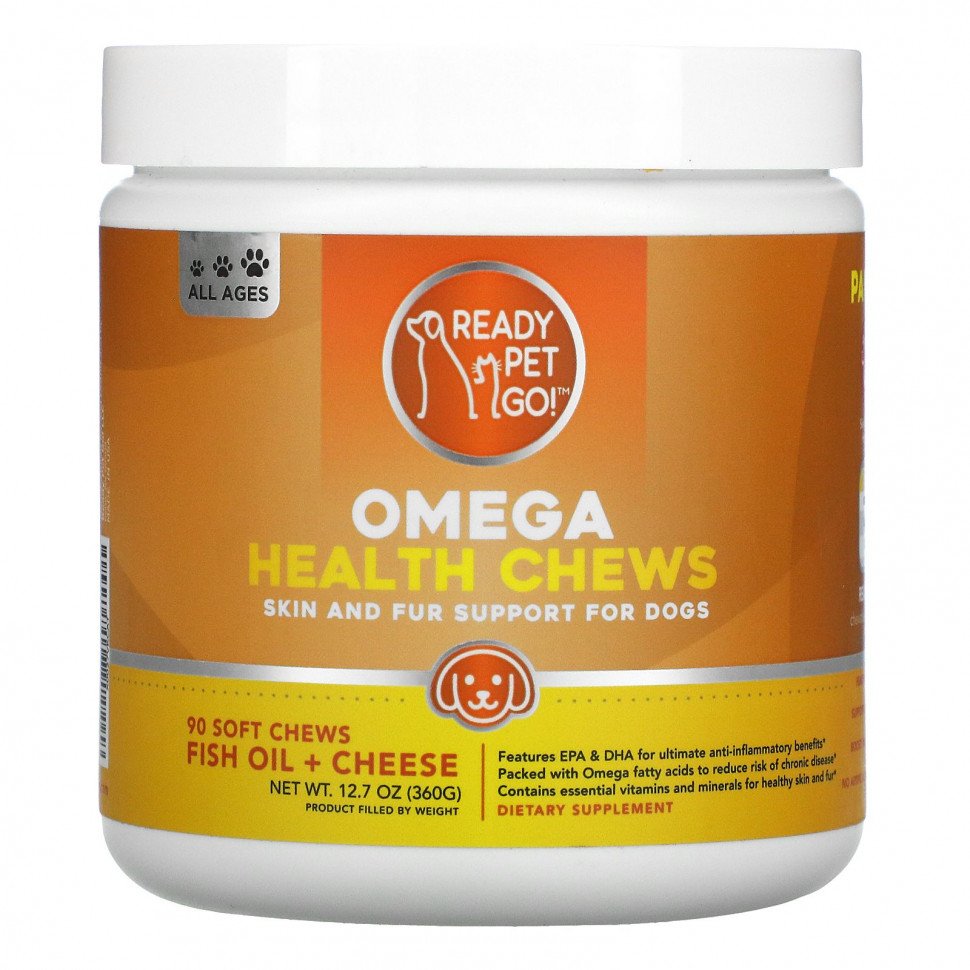 ���� ������ (Iherb) Ready Pet Go, Omega Health Chews, ��������� ���� � ������ ��� ����� ���� ���������, ����� ��� + ���, 90 ������ ����������� ��������, ������ �� 4760 ���