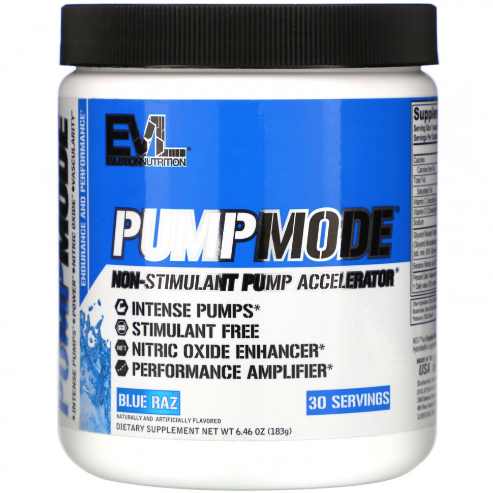 ���� ������ (Iherb) EVLution Nutrition, PumpMode, Pump Accelerator, ��� ������������, Blue Raz, 183 � (6,46 �����), ������ �� 4670 ���
