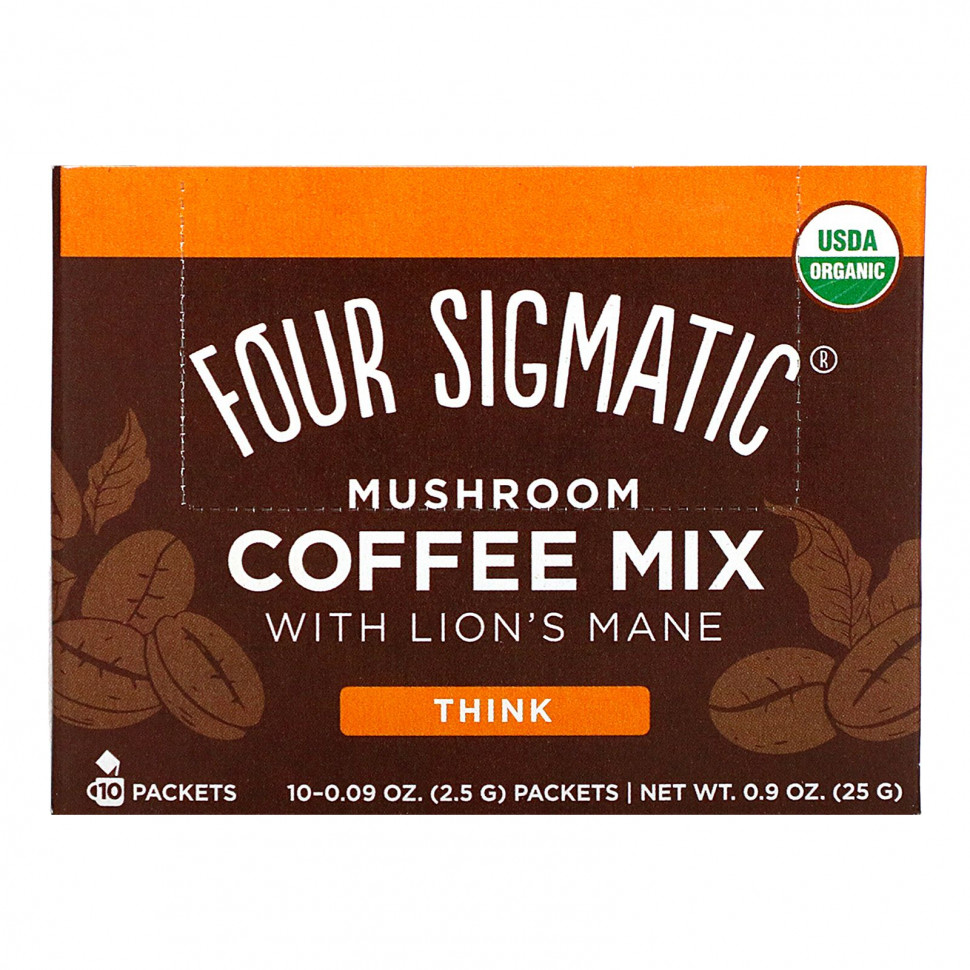 ���� ������ (Iherb) Four Sigmatic, Think, �������� ����� � �������� �����������, 10 ��������� �� 2,5 � (0,09 �����), ������ �� 2430 ���