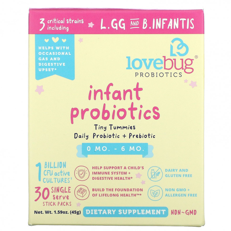 ���� ������ (Iherb) LoveBug Probiotics, ���������� ��� ��������� � �������� 0�6 �������, 1 ���� ���, 30 ��������� � �������������� ��������, �� 1,5 � (0,05 �����), ������ �� 4790 ���