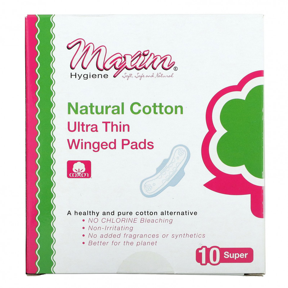 ���� ������ (Iherb) Maxim Hygiene Products, Ultra Thin Winged Pads, �����, ��� ������, 10 ���������, ������ �� 1440 ���