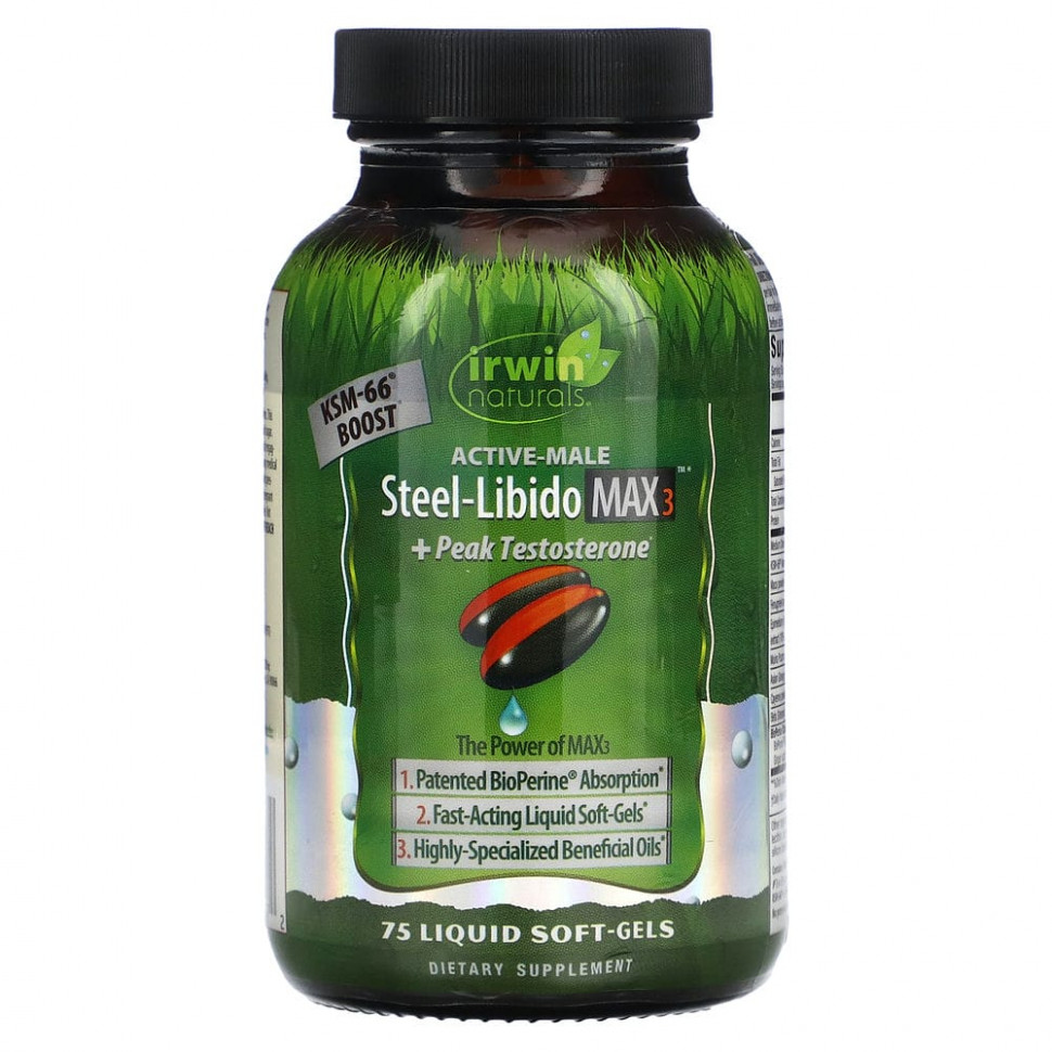 ���� ������ (Iherb) Irwin Naturals, Steel Libido Max 3 + Peak Testosterone, 75 ����������� ������, ������ �� 5260 ���