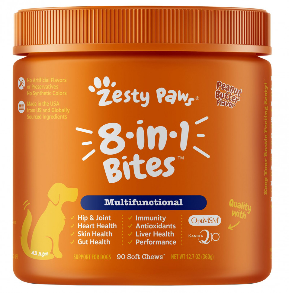 ���� ������ (Iherb) Zesty Paws, ������������������� �������� ��� ����� � ��������� ���������������, 8 � 1, ��� ������ ��������, ���������� �����, 90 ������ ����������� ��������, ������ �� 6150 ���