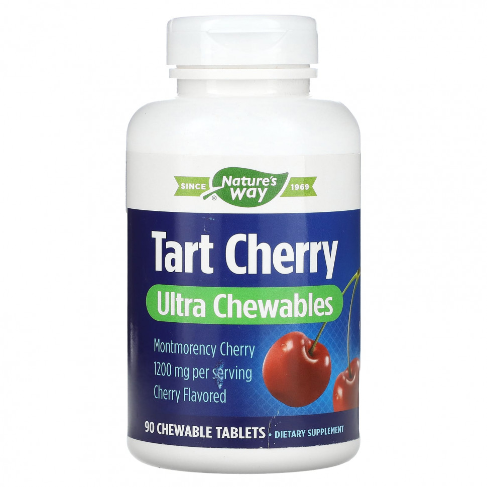 ���� ������ (Iherb) Nature's Way, Tart Cherry, Ultra Chewable, �����, 400 ��, 90 ����������� ��������, ������ �� 4370 ���