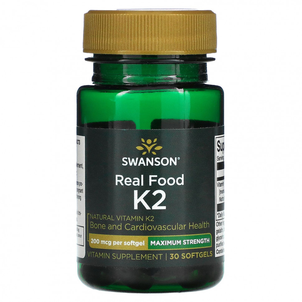 ���� ������ (Iherb) Swanson, Maximum Strength, Real Food K2, 200 ���, 30 ������ ��������, ������ �� 2750 ���