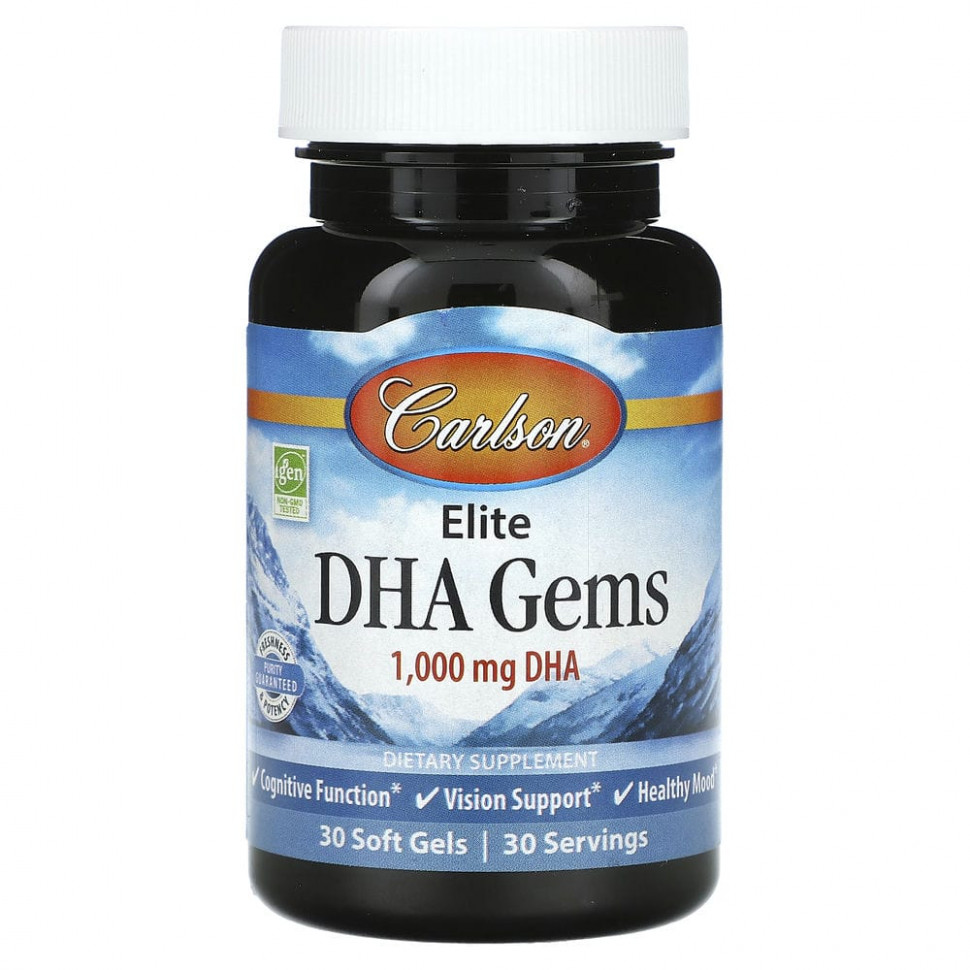 ���� ������ (Iherb) Carlson, Elite DHA Gems, 1000 ��, 30 ������ ��������, ������ �� 4310 ���