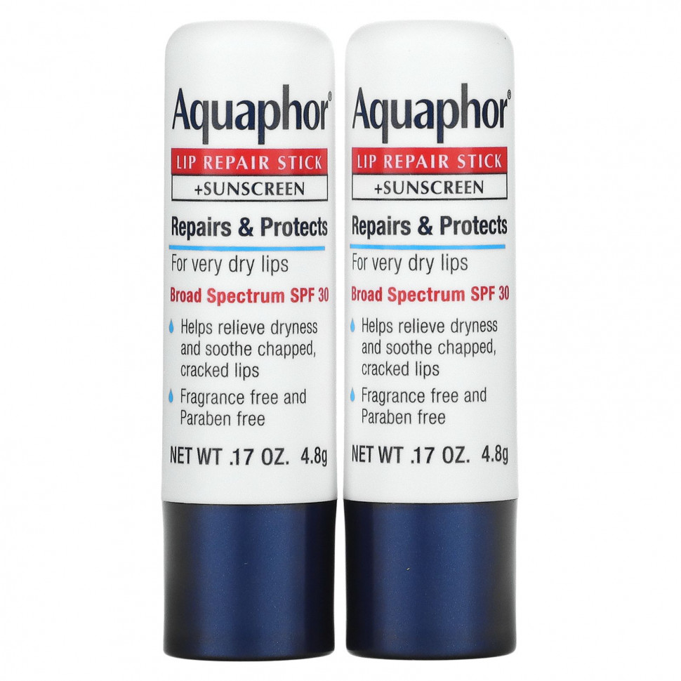 ���� ������ (Iherb) Aquaphor, ����������������� ���� ��� ��� + �������������� ����, SPF 30, ��� �������, ������� �����, 2 ����� �� 4,8 � (0,17 �����), ������ �� 2060 ���