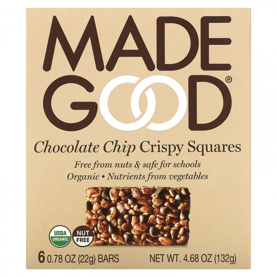 ���� ������ (Iherb) MadeGood, Crispy Squares, ���������� ������, 6 ���������� �� 22 � (0,78 �����), ������ �� 1200 ���