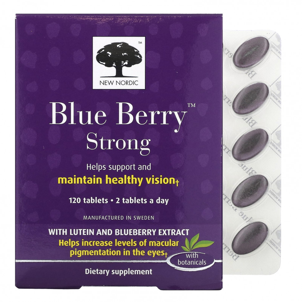 ���� ������ (Iherb) New Nordic US Inc, Blue Berry Strong, 120 ��������, ������ �� 7420 ���