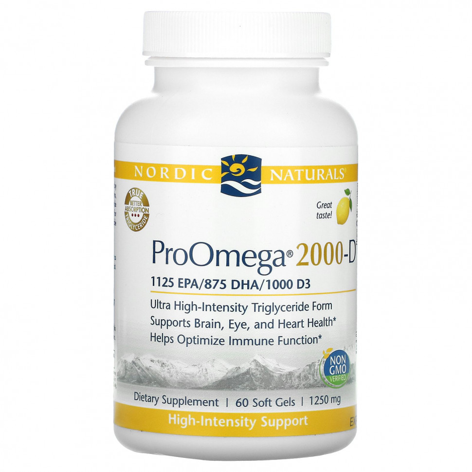 ���� ������ (Iherb) Nordic Naturals, ProOmega 2000-D, �����, 1250 ��, 60 ������ ��������, ������ �� 7910 ���