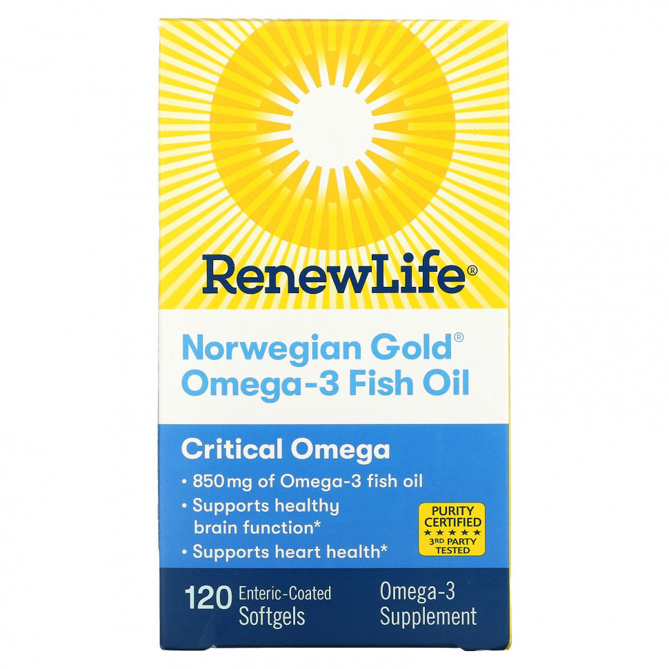 ���� ������ (Iherb) Renew Life, ����� ��� � �����-3 Norwegian Gold, 850 ��, 120 ������ � ������������������ ���������, ������ �� 9340 ���