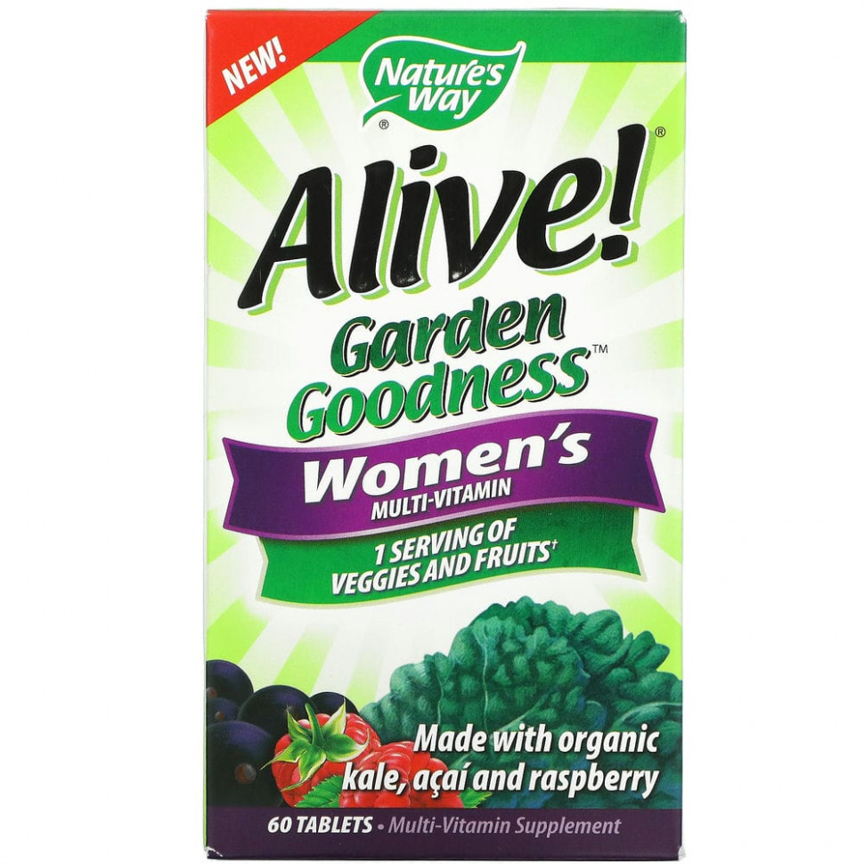 ���� ������ (Iherb) Nature's Way, Alive! Garden Goodness, ������������� ��� ������, 60 ��������, ������ �� 3410 ���