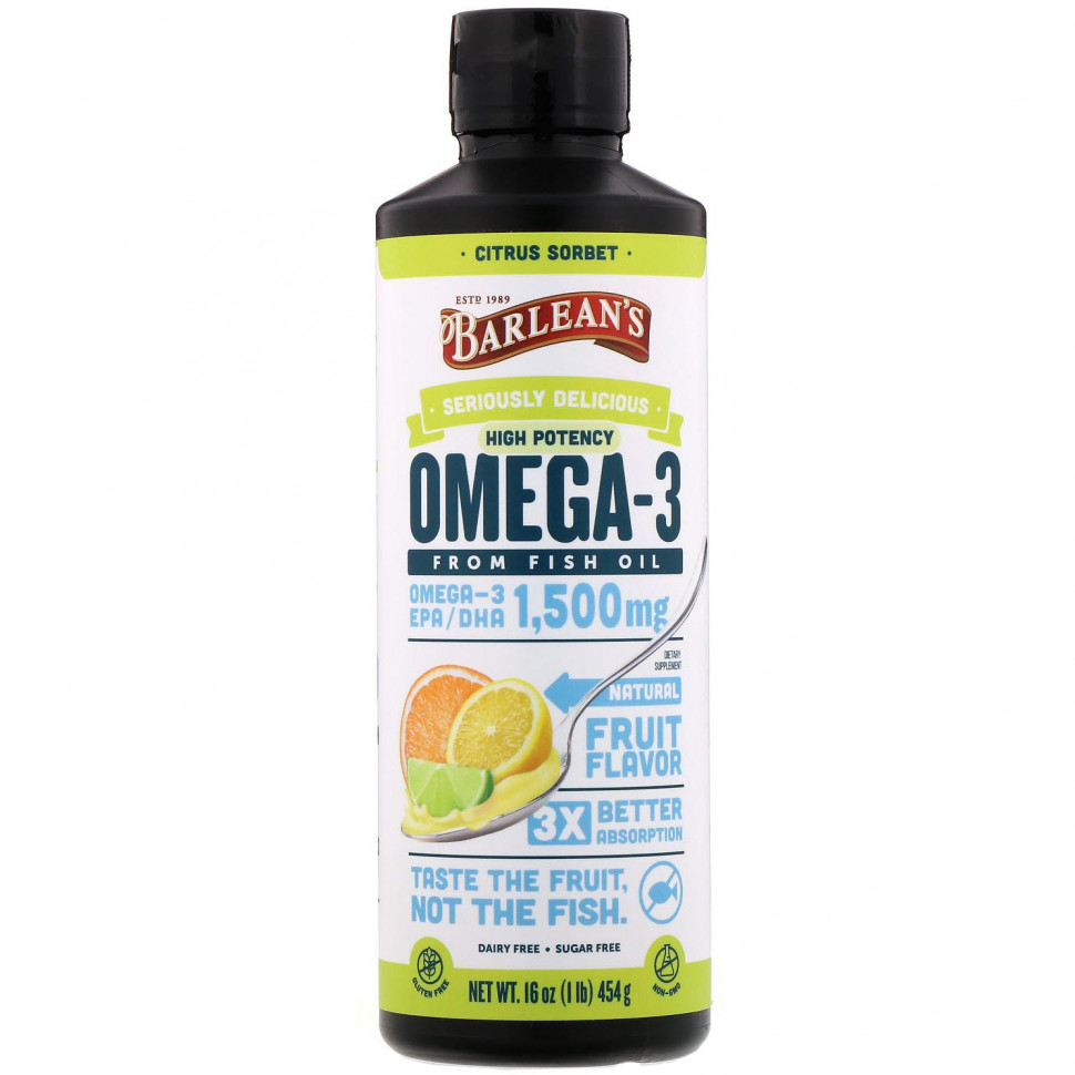 ���� ������ (Iherb) Barlean's, Seriously Delicious, �����-3 �� ������� ����, ���������� ������, 1500 ��, 454 � (16 �����), ������ �� 6190 ���