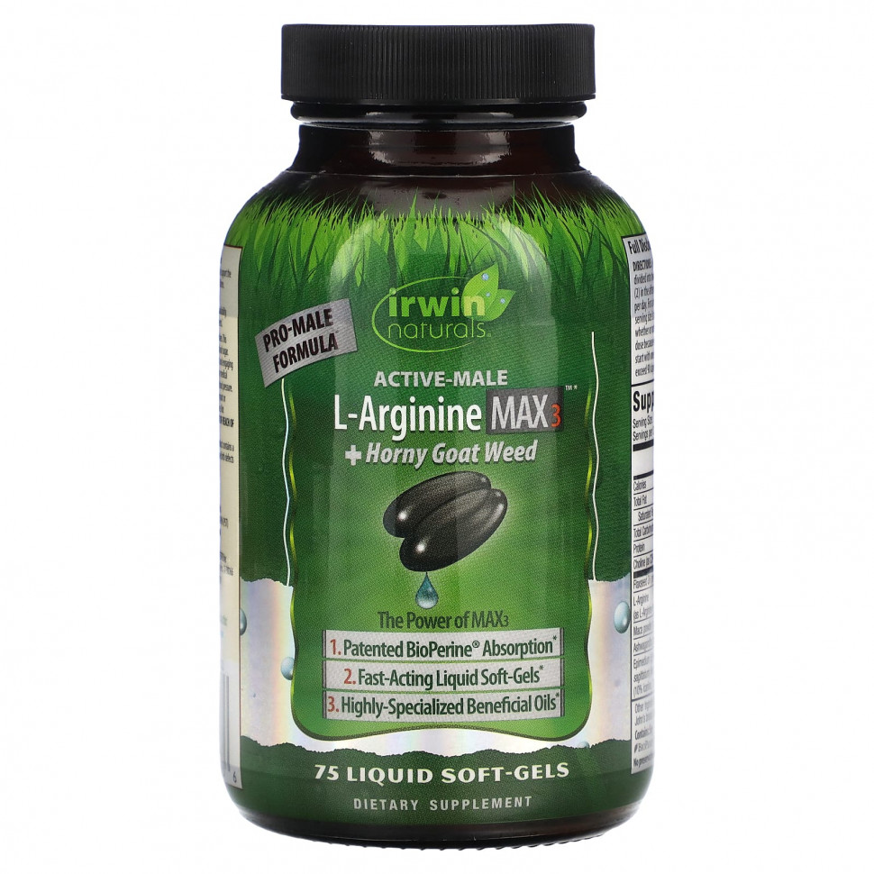 ���� ������ (Iherb) Irwin Naturals, Active-Male, L-������� Max3 + Horny Goat Weed, 75 ����������� ������, ������ �� 4690 ���