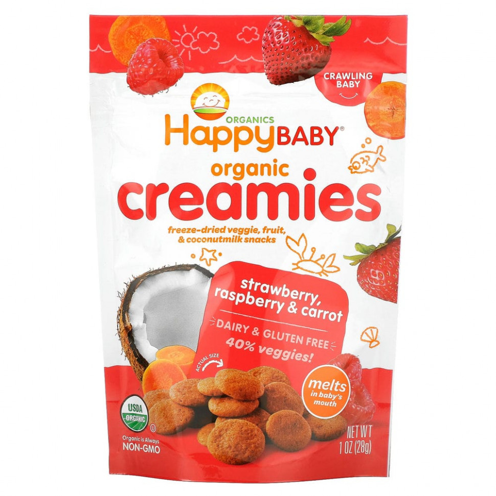 ���� ������ (Iherb) Happy Family Organics, Organic Creamies, ����� �� ��������������� ������, ������� � ���������� ������, ��������, ������ � �������, 28 � (1 �����), ������ �� 1150 ���