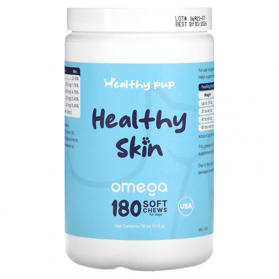 ���� ������ (Iherb) Healthy Pup, Healthy Skin, Omega, ��� �����, 180 ����������� ��������, 513 � (18 �����), ������ �� 4860 ���