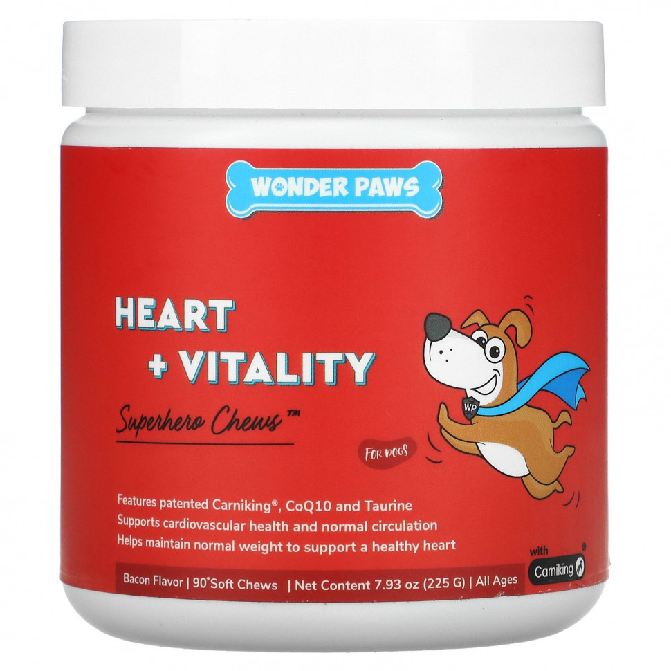 ���� ������ (Iherb) Wonder Paws, Superhero Chews, Heart + Vitality, ��� �����, ��� ���� ���������, �����, 90 ������ ����������� ��������, ������ �� 5670 ���