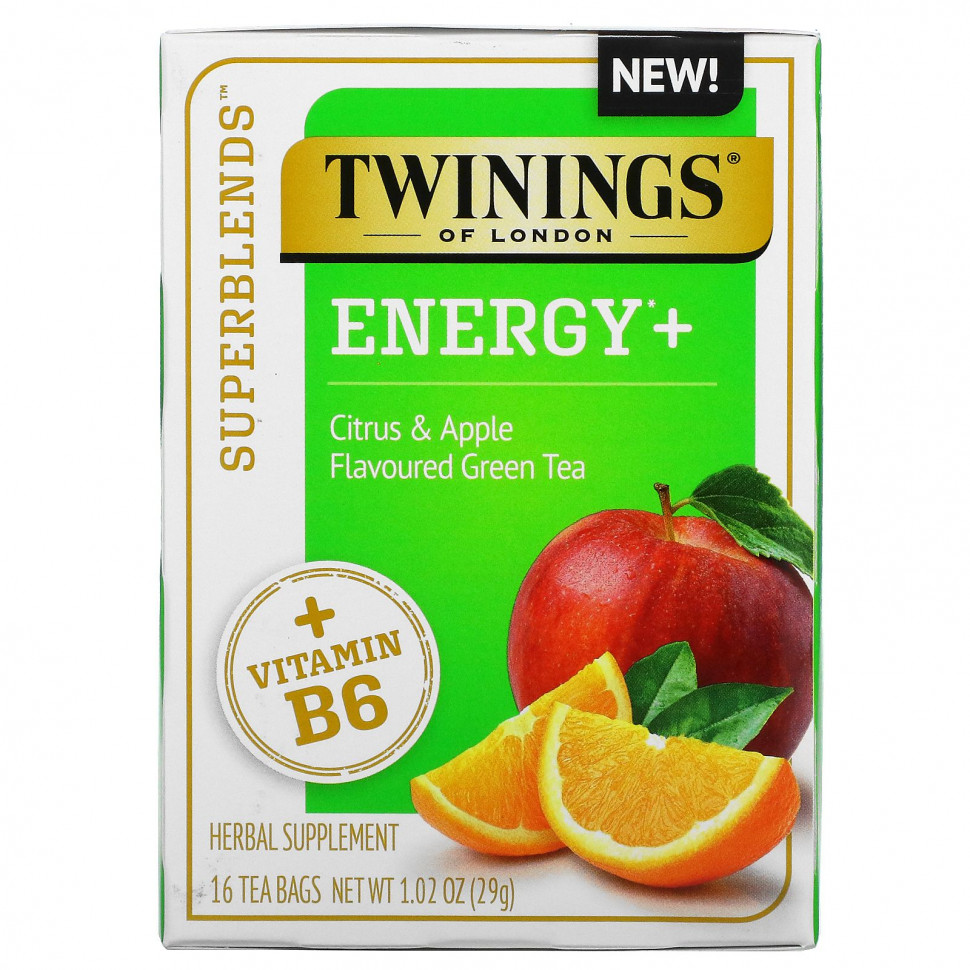 ���� ������ (Iherb) Twinings, Superblends, Energy � ��������� B6, ������� ��� � ����������� � ��������, 16 ������ ���������, 29 � (1,02 �����), ������ �� 1320 ���