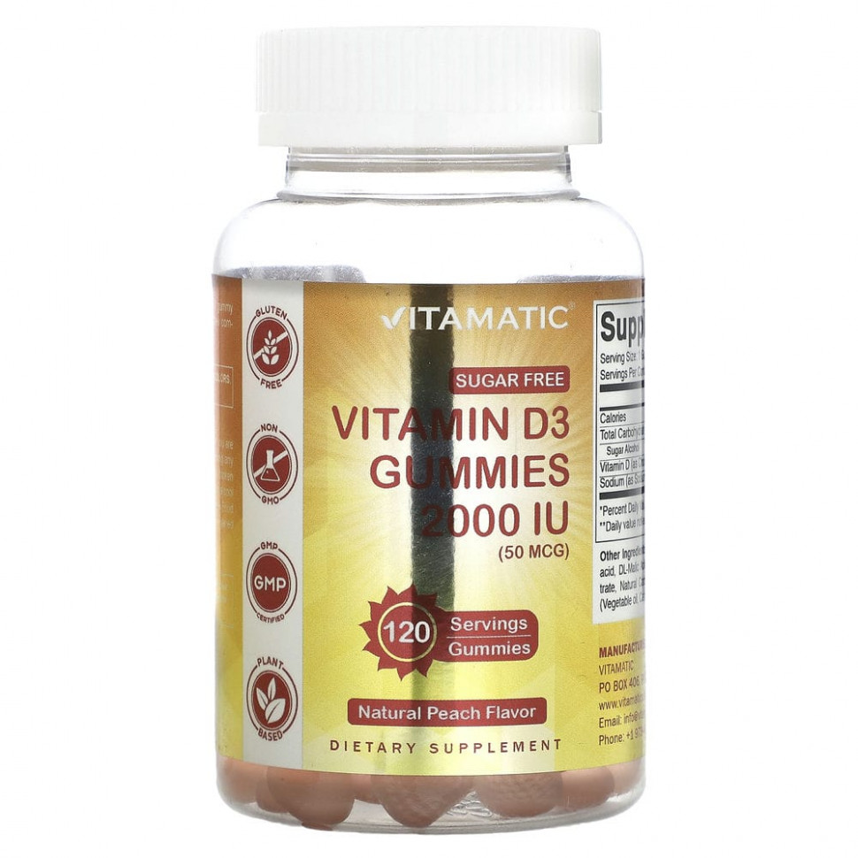 ���� ������ (Iherb) Vitamatic, ����������� �������� � ��������� D3, ����������� ���������� ����, 2000 �� (50 ���), 120 ����������� ��������, ������ �� 1740 ���