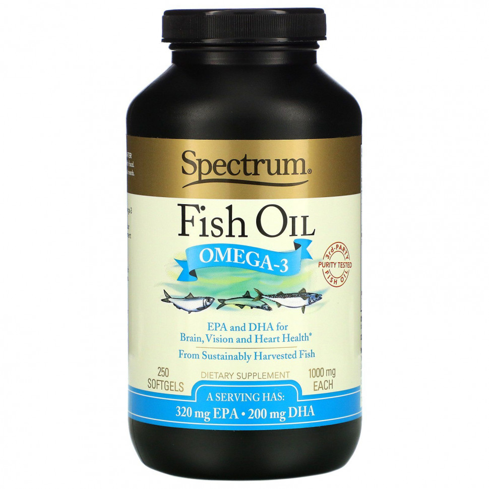 ���� ������ (Iherb) Spectrum Essentials, ����� ���, �����-3, 1000 ��, 250 ������, ������ �� 5880 ���