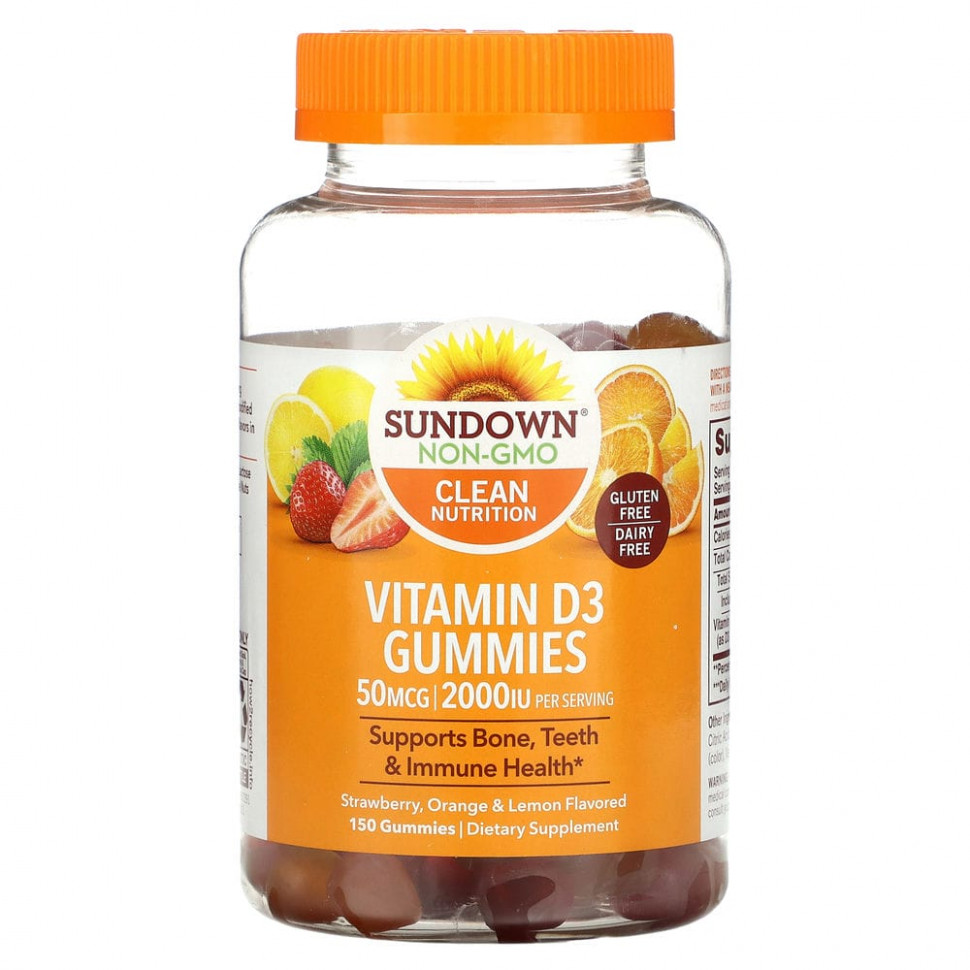 ���� ������ (Iherb) Sundown Naturals, ������� D3, ����������� ����������, ��������, �������� � �����, 25 ��� (1000 ��), 150 ����������� ��������, ������ �� 2910 ���