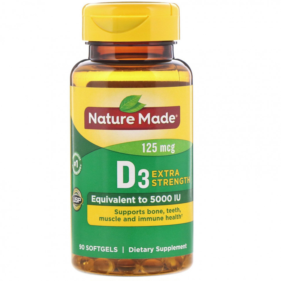 ���� ������ (Iherb) Nature Made, D3, Extra Strength, 125 ���, 90 ������ ��������, ������ �� 3630 ���
