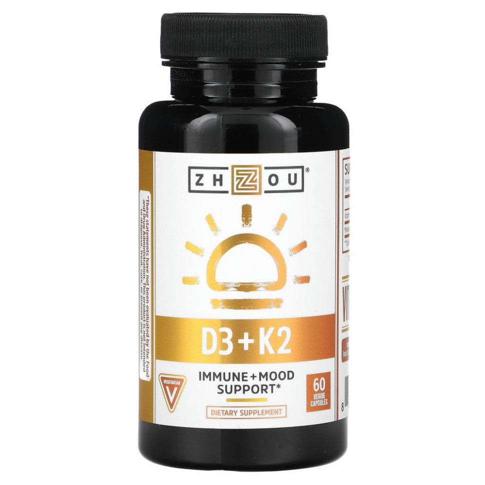 ���� ������ (Iherb) Zhou Nutrition, K2 + D3, ��������� 2-�-1, 60 �������������� ������, ������ �� 2690 ���